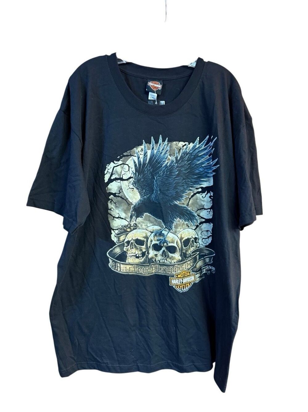 Vintage Harley-Davidson crow & skull motif/full moon backdrop Sz 2XL NWT Made in